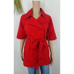 Anthropologie 10 Tabitha Jacket Red Corsette Back